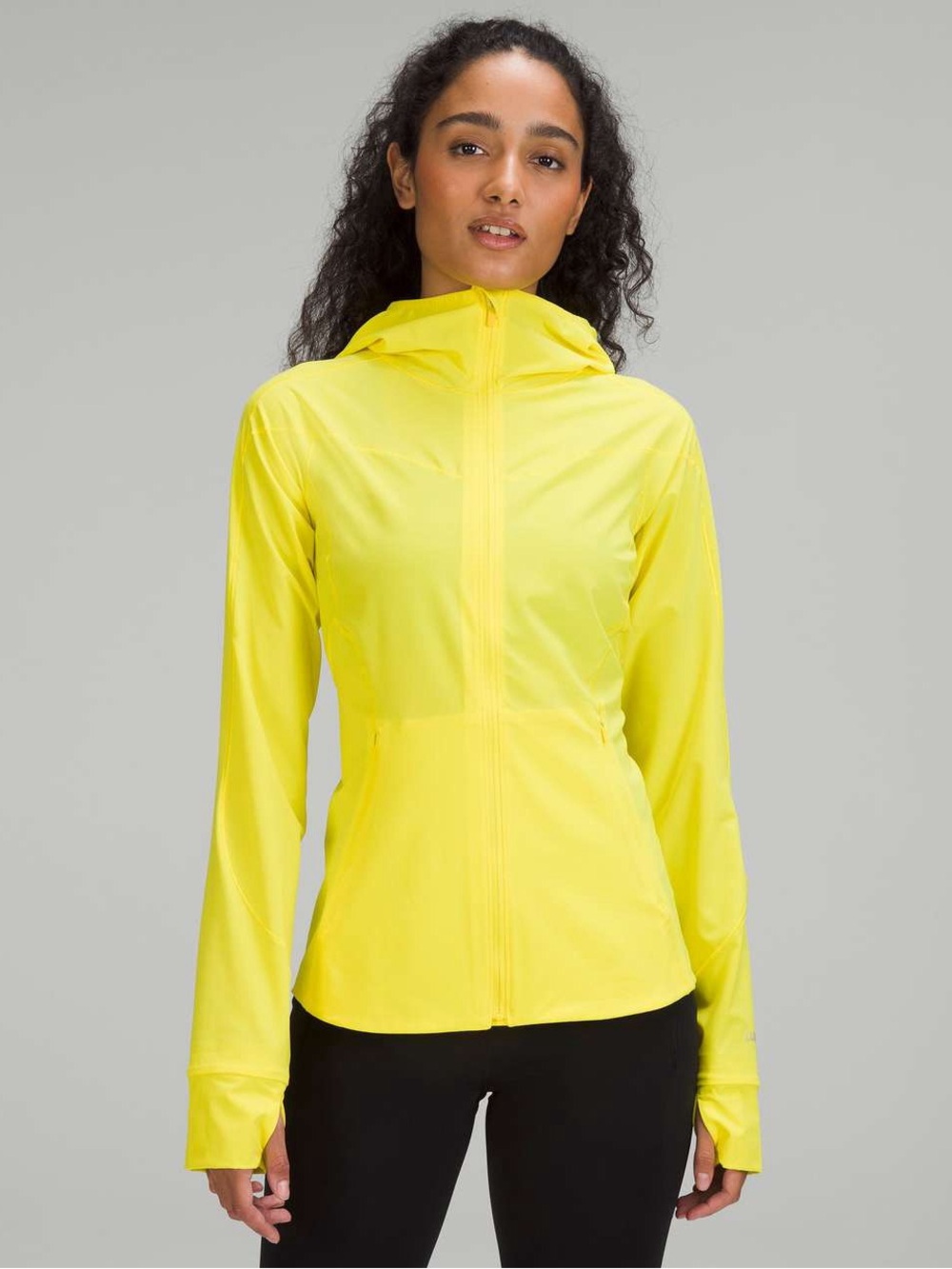 lululemon athletica Neon Yellow Hooded lightweight jacket perfect for summer rai
